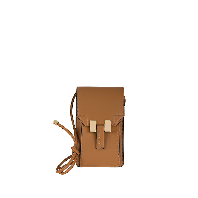 Handytasche Cognac braun recyceltes Leder