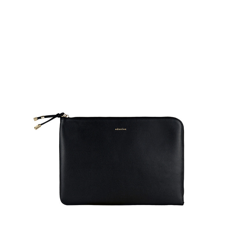Laptoptasche schwarz recyceltes Leder