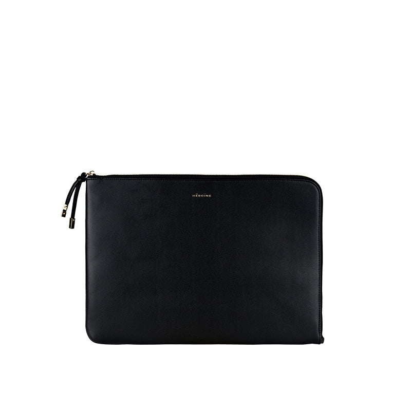 Laptoptasche schwarz recyceltes Leder