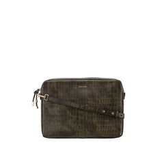 Laptoptasche croco khaki veganes Leder