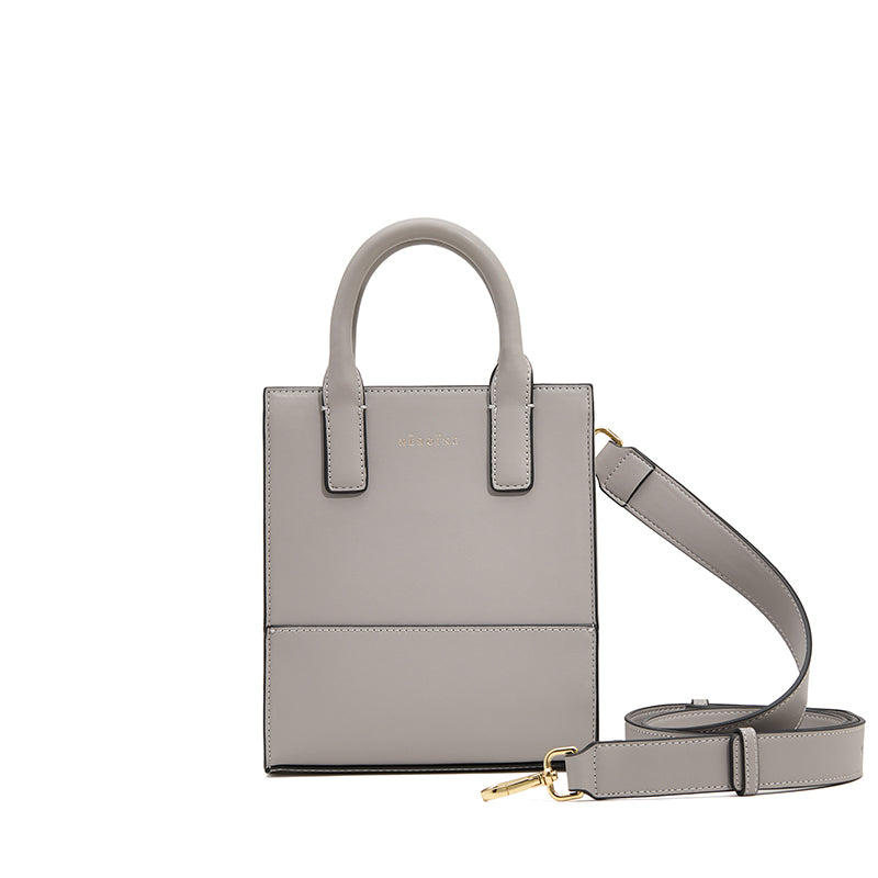 Handtasche nano soft taupe grau recyceltes Leder