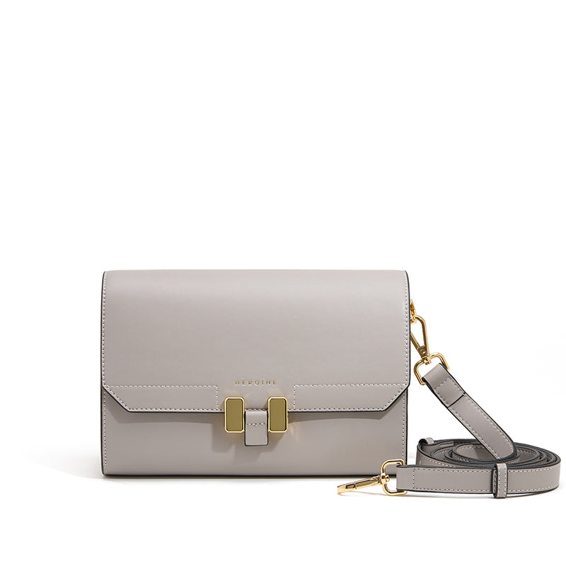 Handtasche soft taupe grau recyceltes Leder Wildleder