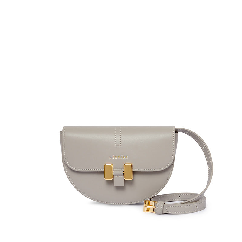 Handtasche Handytasche soft taupe grau recyceltes Leder