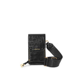 Handytasche schwarz croco recyceltes Leder