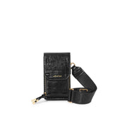 Handytasche schwarz croco recyceltes Leder