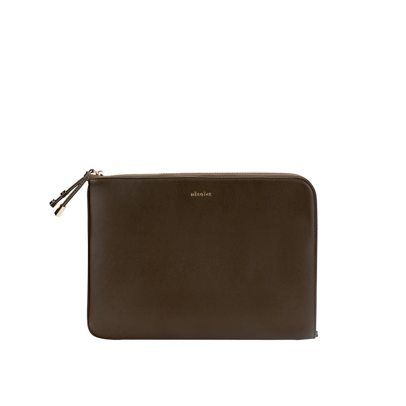 Laptoptasche schwarz recyceltes Leder